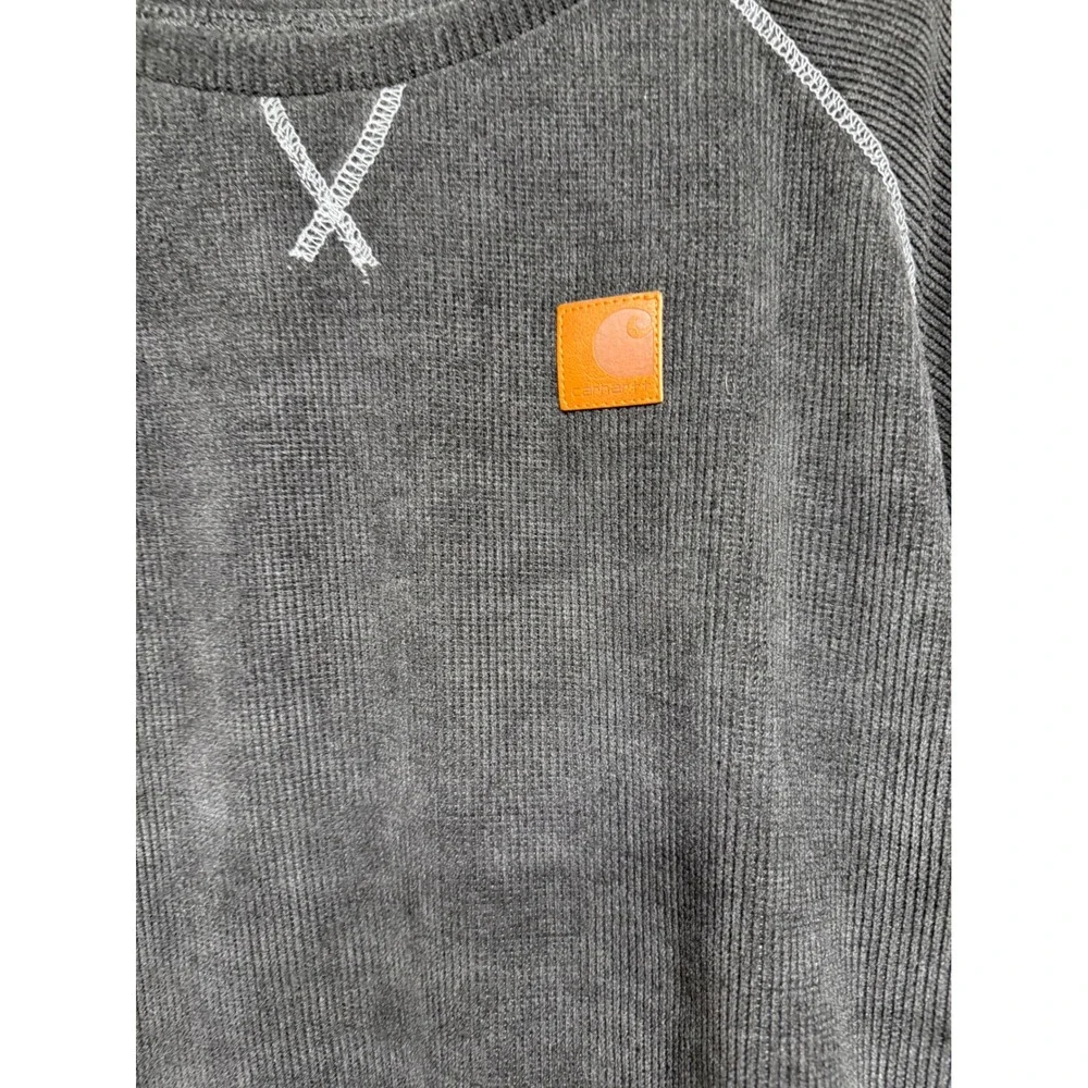 Carhartt Mens XL Thermal Knit Crewneck Sweatshirt‎ Gray Raglan Long Sleeve Logo